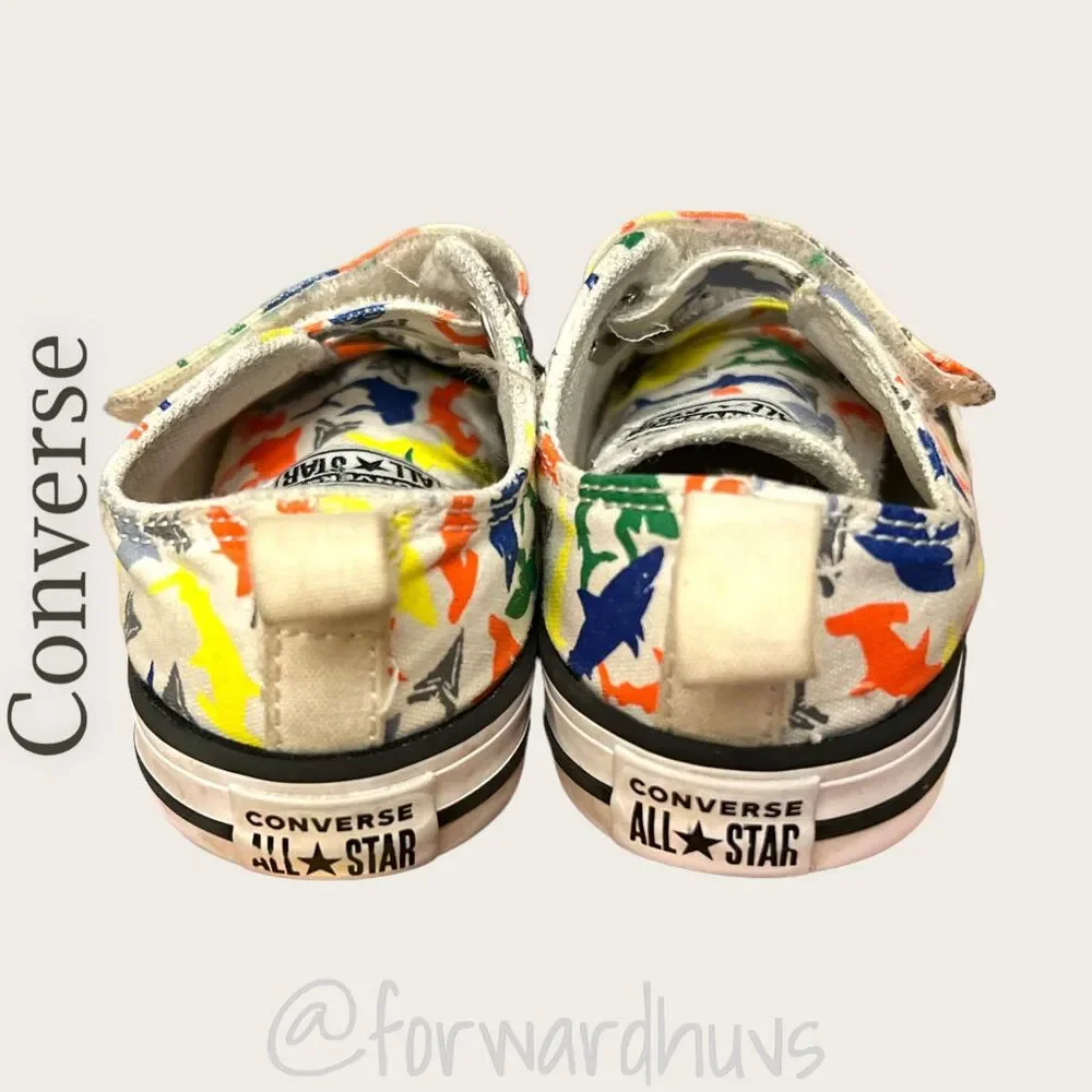 Converse Shark Print Hook & Loop Sneakers Toddler Size 5